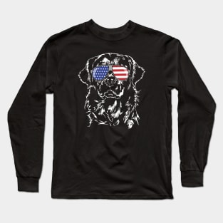 Proud Golden Retriever American Flag sunglasses dog Long Sleeve T-Shirt